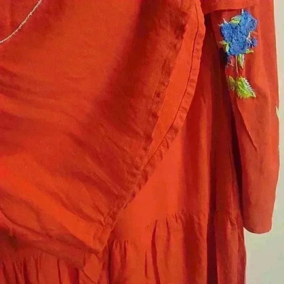 ASOS Design Womens Dress Red Embroidered Size 6 Viscose Flowy Boho - Picture 7 of 8